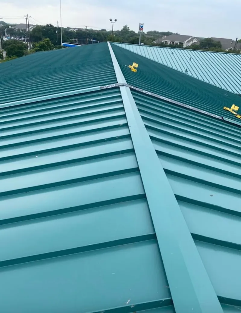 Green commercial metal roof ridge and valley for Metal Roof Repair in Watsonville